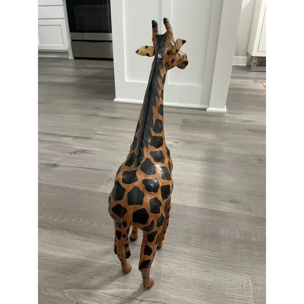 Vintage Leather Wrapped Giraffe Large Statue‎ Decor Figure 17